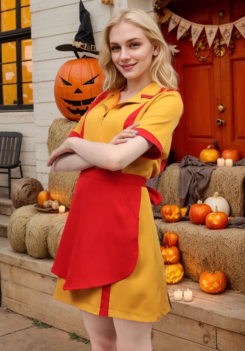 GOLDSTITCH Women Waitress Uniform Yellow Cosplay Fancy Dress Housemaid Cosplay Party Costume Halloween - Image 5